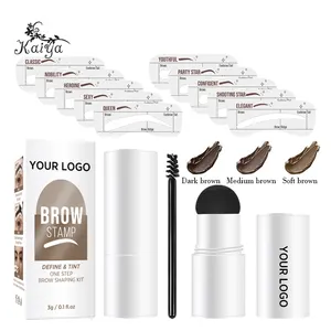 Stay Put All Day Long Wear Vegan Makeup Pomade Black Tint Shaping One Step Eye Brow Stamp Stencil Kit Eyebrow Stamp