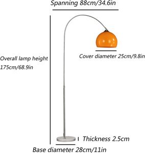 Lámpara de Pie Arqueada en Tono Naranja, Moderna y Alta, con Interruptor de Pie, Altura Ajustable, para Sala de Estar - Product Image 2