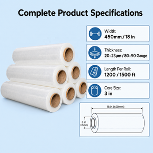 Vendite calde LLDPE imballaggio pellicola termoretraibile pellicola pellicola allungata Pe 18 "x1500ft - Product Image 2