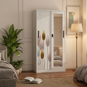 Armoire coulissante de style moderne grande capacité, motifs imprimés personnalisables, pour chambre à coucher simple - Product Image 1