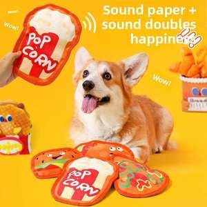 Jouets à mâcher Petop pour chiens, ensemble de jouets qui couinent en forme de frites, pizza et hamburger, <span class=keywords><strong>jouet</strong></span> en peluche qui couine, Juguetes Masticables Para Mascotas - Product Image 4