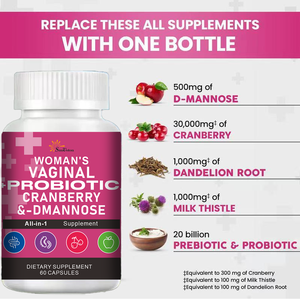 Cápsulas Probióticas Vaginales para Mujer - 20 Mil Millones de UFC, Arándano Rojo y D-Manosa para Equilibrio del pH y Salud del Tracto Urinario - Product Image 5