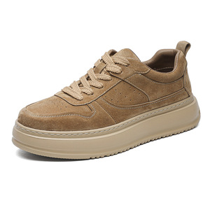 Zapatos Casuales Retro para Hombre, Primavera 2026, Cuero Nubuck Genuino, Suela Gruesa, Aumentan la Estatura, Modernos, para Uso Diario, Estilo Skate - Product Image 1