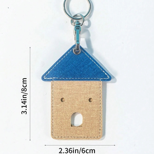 Porte-cartes en cuir PU en forme de maison mignonne avec porte-clés, élégant protège-badge d'identité pour femmes et hommes, idéal pour les voyages, l'usage quotidien et comme cadeau - Product Image 6