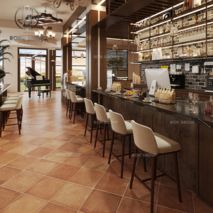 Juego de Mesa <span class=keywords><strong>y</strong></span> Sillas de Madera Marrón Oscuro <span class=keywords><strong>para</strong></span> Restaurante, Cafetería, con <span class=keywords><strong>Taburetes</strong></span> de Tela - Product Image 4