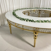 Table Serpentine Moderne de Luxe en S pour Mariage, MDF et Acier Inoxydable, Table Circulaire pour Mariages, Cristaux, Hôtels et Banquets