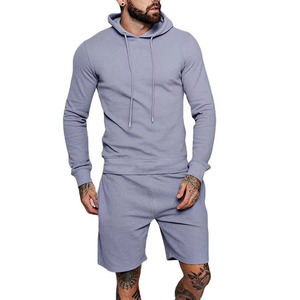 Ensemble sweat à capuche et short pour homme, collection hiver, personnalisable avec logo et couleur, tricoté, vente en gros - Product Image 1