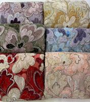 Tissu KC multicolore en velours 3D floral perlé, dentelle en tulle, maille ornée de strass pour robe de soirée de mariage africaine