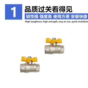 Double Internal Thread Copper Ball <b>Valve</b> 1/2 In Gas Water <b>Heater</b> Boiler Use Plated Brass Material - Product Image 2
