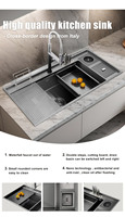Évier de cuisine artisanal en acier inoxydable 304, multifonctionnel, grand bac unique avec lave-gobelet haute pression