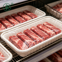 Witte wegwerp plastic fruit- en supermarktvershouders voor vers vlees, steak en fastfood, wegwerp borden