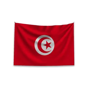 Drapeau publicitaire personnalisé du drapeau tunisien 3x5 pieds, imperméable, écologique, 100% polyester, drapeau volant pour les fans - Product Image 2