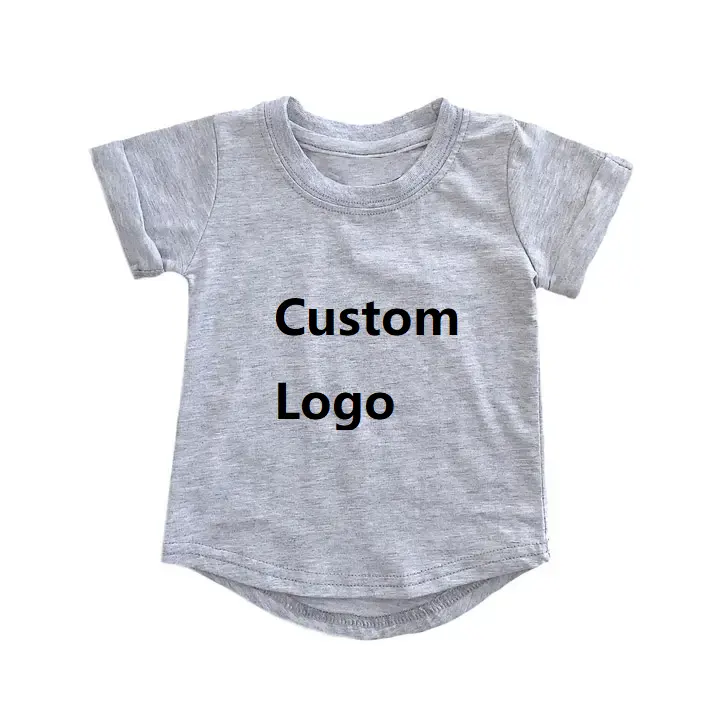 Flexible Customized Children T-shirts Low MOQ Toddler Boys Organic Cotton Short Sleeve Shirt Solid Color Shirt