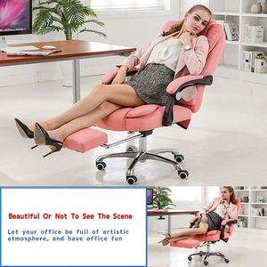 Sillas de ordenador con respaldo alto, silla de oficina de masaje para juegos rosa para adultos con reposapiés ajustable - Product Image 2