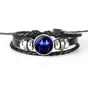 12 signos del zodiaco constelación encanto pulsera hombres mujeres moda multicapa tejido cuero brazalete pulsera y regalos de cumpleaños - Product Image 2