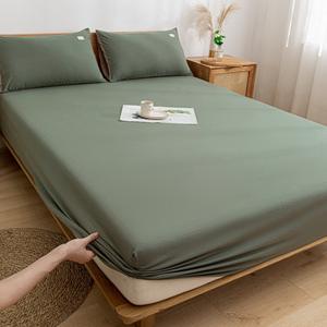 Sábana de lino y algodón impermeable para niños, Sábana de <span class=keywords><strong>cama</strong></span> individual de Color sólido Popular, hecha en China - Product Image 4