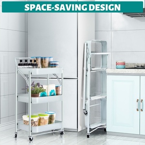 3 Tiers Rolling <span class=keywords><strong>Cart</strong></span> Storage Trolley on Wheels Utility <span class=keywords><strong>Cart</strong></span> for Smart Storage - Product Image 3