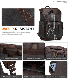 Mochila para Hombre de Lona Encerada, Mochila para Portátil de 17.3 Pulgadas, Mochila Vintage de Viaje - Product Image 5