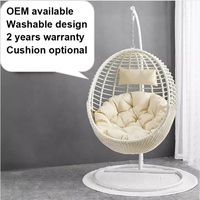 ardin en métal rotin blanc extérieur Patio balcon en forme d'oeuf panier de nid adulte en osier suspendu balançoire avec support