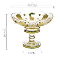 Assiette de fruits en verre sur pied de 8 pouces avec tige, bol à bonbons plaqué or, galvanoplastie décorative pour la maison, dorée et écologique