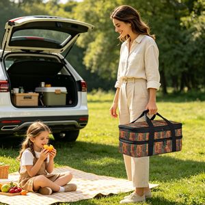 All-over CustomPrint Double Layer Expandable Casserole Bag Insulated Food Carrier Cooler Bag for Potluck Picnic Catering - Product Image 3