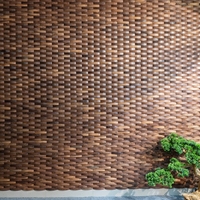 Carreaux de bois de noyer noir concentriques de luxe 300x300mm pour revêtement architectural haut de gamme de hall de villa