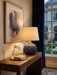 Round Blue <b>Plug</b> <b>in</b> <b>Led</b> Table Lamp Modern Table Lamp Bedroom Table Lamp White Table Lamp Shade for Home Decor - Product Image 2