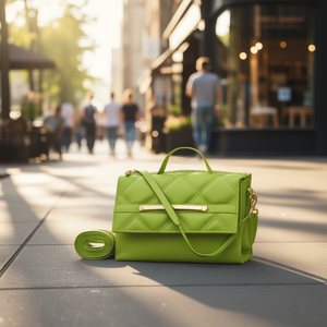 Sac bandoulière matelassé pour femme Bernie, doublure PU, fermeture éclair, style vintage, vert citron, imperméable, usage quotidien - Product Image 2