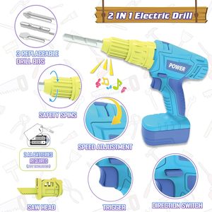 Trẻ Em Xây Dựng Công Cụ Thiết Lập Khoan Điện Và Đồ Chơi Cưa Giả Vờ Chơi Nhựa Và Gỗ Đồ Chơi Quà Tặng Cho Bé Trai Trong Năm 3-7 - Product Image 4