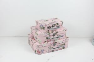 Ensemble <span class=keywords><strong>de</strong></span> 3 boîtes à fleurs en carton avec poignée, vente en gros, boîte cadeau en carton avec fleurs imprimées - Product Image 4