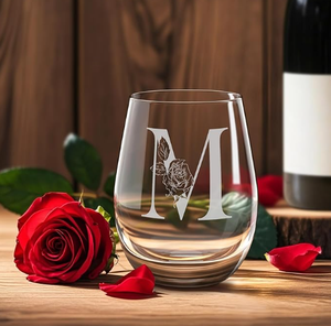 Verre à vin sans pied personnalisé avec logo transparent imprimé pour vin rouge et blanc, verre à vin sans pied monogramme A-Z - Product Image 3