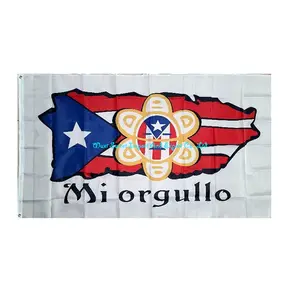 Bandiera portoricana personalizzata e protezione solare 3X5 piedi con occhielli in ottone per interni ed esterni