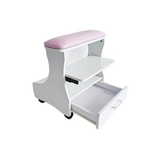 Mesa de Manicura Blanca con Reposabrazos, Cajón y Estante para Zapatos, Mueble de Salón - Product Image 3