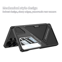 Étui de téléphone en cuir fin style Mecha pour Samsung Galaxy S23 S24 S25 S26 Ultra avec protection d'objectif et support intégré