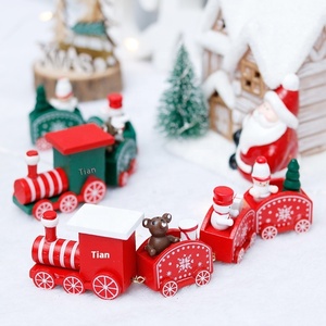 New Wooden Train <b>Christmas</b> Decorations Festive Desktop Ornaments for Kids Holiday Gifts - Product Image 1