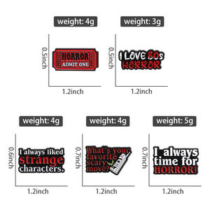 Broche en émail en forme de tampon de la série de texte <span class=keywords><strong>d</strong></span>'horreur « I Always Time for Horror » pour sac à dos, vêtements, accessoires, cadeaux - Product Image 6