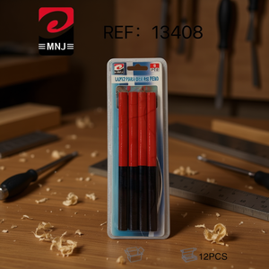 Penna per lavorazione del legno Mnj, 4 pezzi, manico rosso e nero, per forniture di carpenteria e artigianato - Product Image 2
