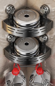 Bathroom Suction <strong>Shower</strong> Corner Shelf with Cross Bar for Toilet Shampoo <strong>Kitchen</strong> ABS Suction <strong>Shower</strong> Shelf Grey - Product Image 6