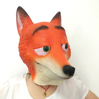 Masque de tête en latex fait main de renard animal de dessin animé pour Halloween, vente en gros