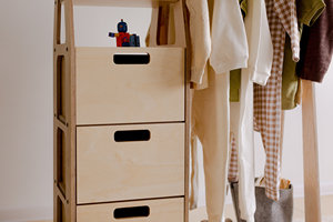 Porte-vêtements en bois pour enfants, armoire Montessori <span class=keywords><strong>avec</strong></span> tiroirs, support à manteaux pour enfants, organisateur de rangement pour chambre d'enfant, étagère - Product Image 3