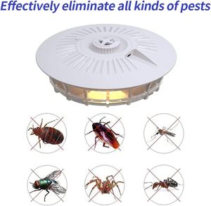 Piège à puces CE Flea TrapDome avec 4 modes d'éclairage, lampe anti-puces intérieure non toxique, pièges à insectes avec 5 plaques collantes - Product Image 1