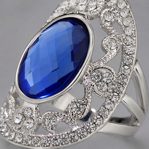 Anello retrò con pietra blu incisa, gioiello da donna per uso quotidiano dal design personalizzato - Product Image 5