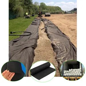 black nonwoven geotextile fabric polypropylene pp geo textile filament 200G pavement railway earth work product