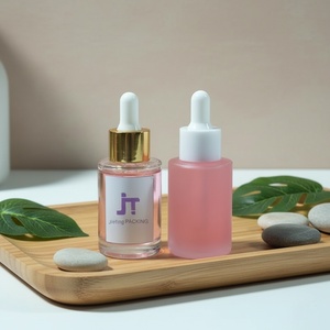 30ml Colorful Printing White Round Glass Thick Bottom Screw Cap Dropper <b>Bottles</b> for Skin Care Serum - Product Image 4