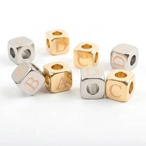 Personalized Metal Cube Beads A-Z <b>Letter</b> Charms for Handmade Bracelets Necklaces & DIY Crafts - Product Image 1