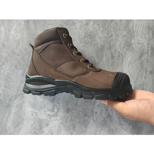 SFB73 Men <b>Brown</b> Mid‑Cut Work <b>Boots</b> Reinforced Toe Cap Leather Upper Heavy‑Duty Non‑Slip Lug Sole <b>Lace</b>‑Up Industrial Const - Product Image 3