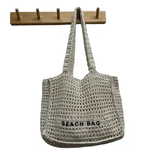 Crochet tổ chức bãi biển Tote Túi phụ nữ rơm Túi bãi biển polyester sợi cho Crochet Túi