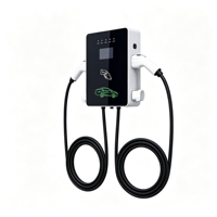 Station de recharge murale pour véhicules électriques à double connecteur, borne de recharge pour VE avec double câble Type 2, écran LCD