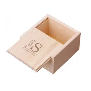 Solid Wood Storage Cheap Sliding Lid Custom Size Logo Package Boxes Small Wooden Gift Box