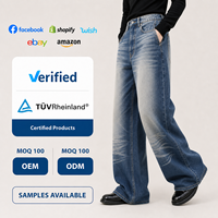 Jeans amples vintage pour hommes, en denim délavé, avec logo personnalisé, prix d'usine, OEM ODM, vente en gros, pantalons à jambe large effet usé